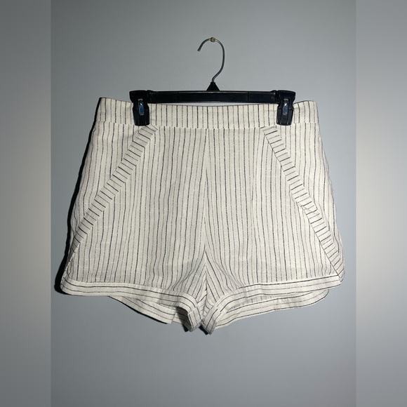 Striped Cream Women's Shorts - Picture 1 of 14